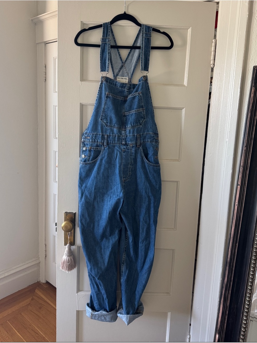 Free People Blue Denim Overalls Jumpsuit